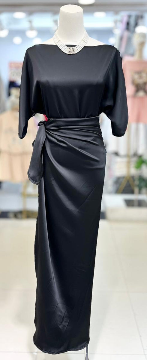 Women Elegant Satin Wrap Tie Dresses